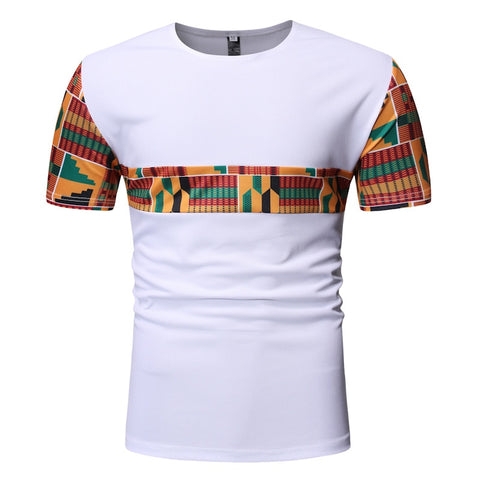 White Patchwork African Dashiki T Shirt